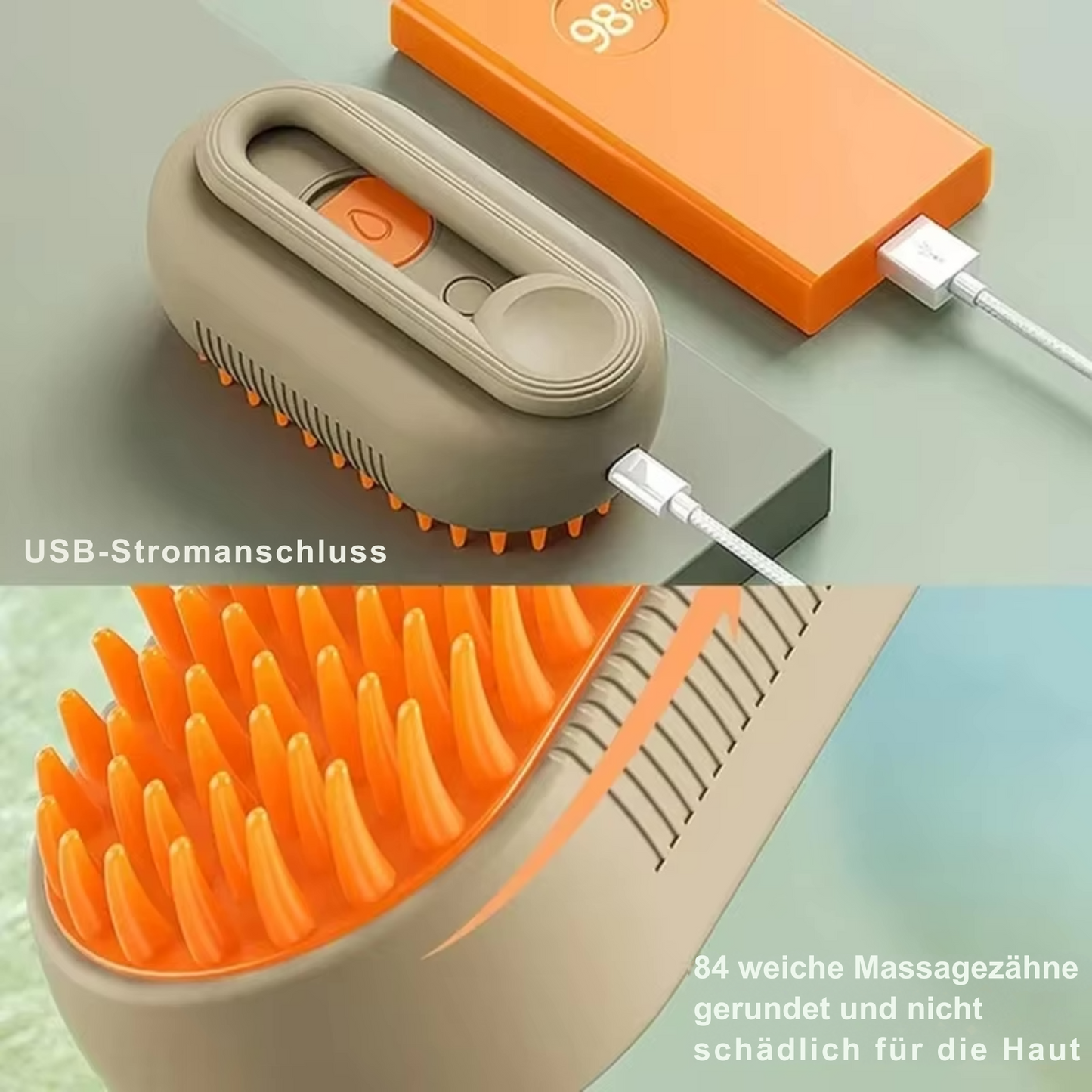 PETBRUSH Dampfbürste mit Silikonmassage