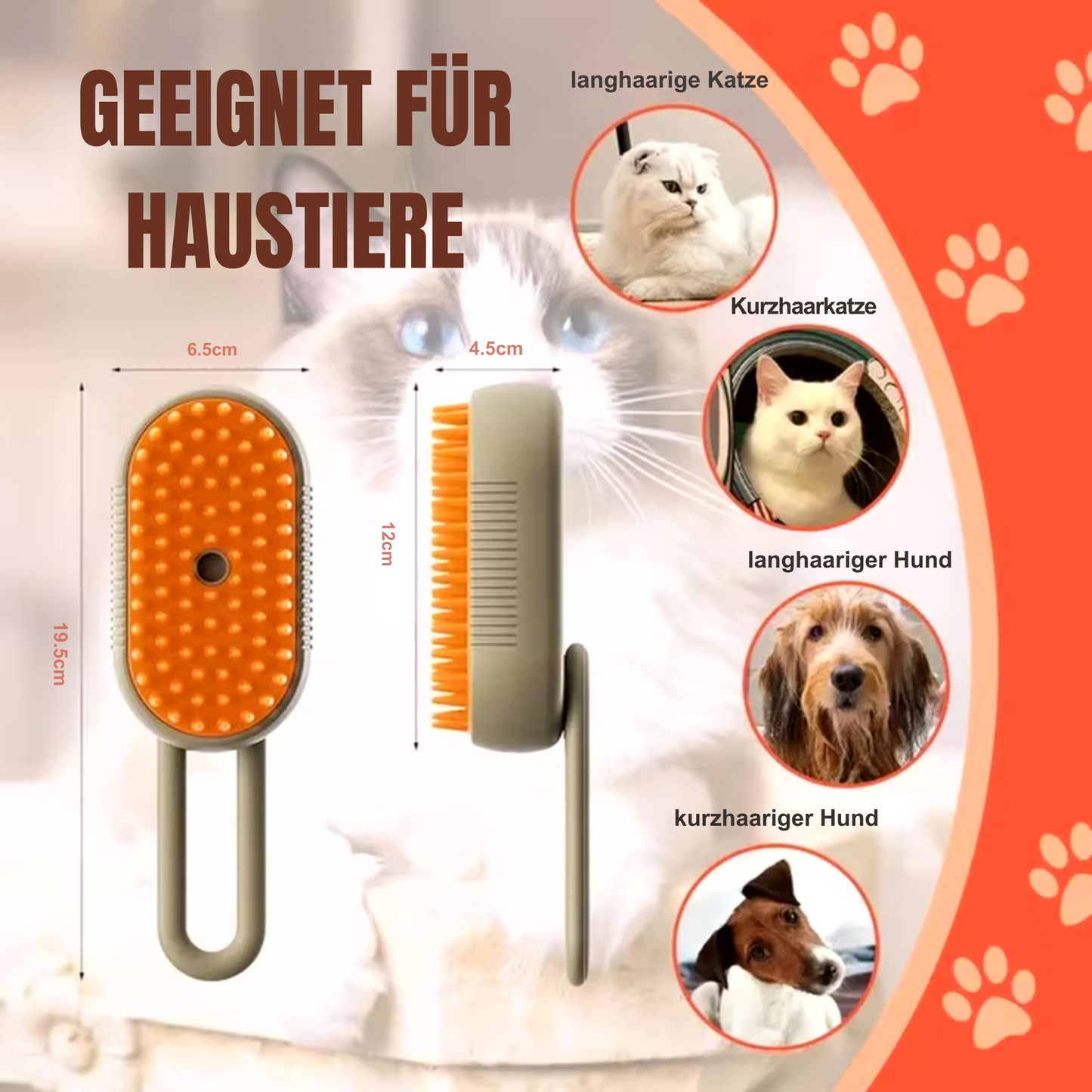 PETBRUSH Dampfbürste mit Silikonmassage