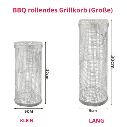 BBQ rollendes Grillkorb Set aus Edelstahl